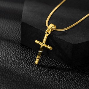 14K Vergoldete 316 Edelstahl PVD Kleine Kreuz-<span class=keywords><strong>Jesus</strong></span>-Halskette für Männer & Kinder mit Kastenkette Christliche Jubiläums-Geschenke - Product Image 3