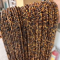 Perles en vrac de pierre naturelle œil de tigre facettée de 2 mm, 3 mm, 4 mm pour la fabrication de bijoux, vente en gros