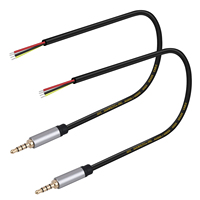 Lot de 2 câbles audio TRRS 4 pôles stéréo avec prise mâle 3,5 mm vers fil nu à extrémité ouverte, pour réparation de câble de casque et de microphone