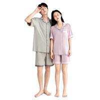 Ensemble de pyjama simple et décontracté pour couple, en coton modal Lenzing, à manches courtes et col à revers, pour homme et femme, idéal pour l'intérieur en été