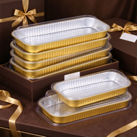 Conteneur jetable rectangulaire en aluminium doré avec couvercle en PP, résistant au four, pour légumes rôtis et aliments grillés
