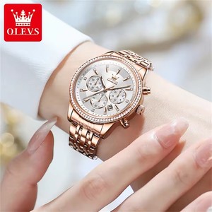 Gran oferta Olves 5582, relojes de cuarzo a la moda para mujer, relojes de pulsera con calendario luminoso impermeables, relojes con correa de acero inoxidable - Product Image 5