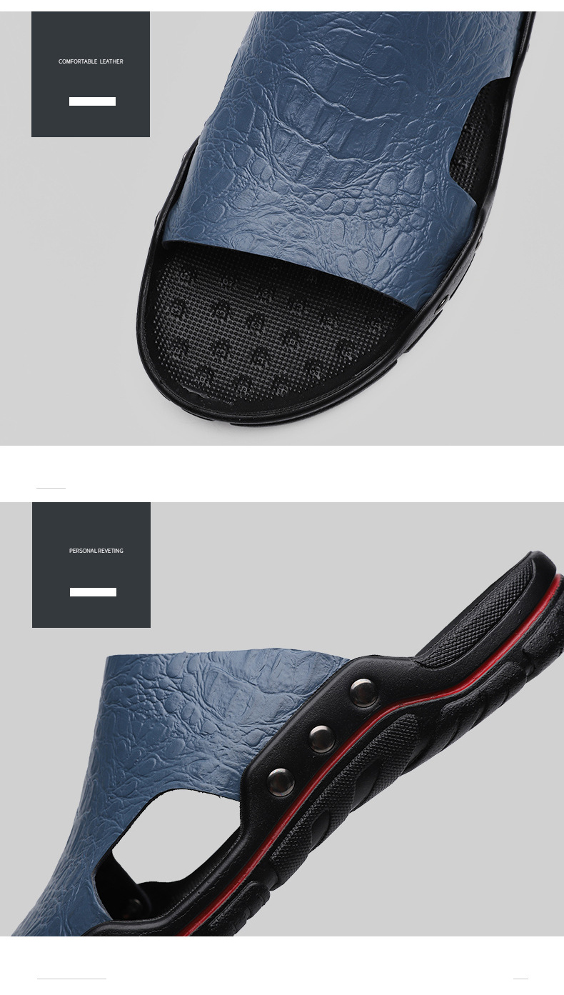 Men Rome Sandals Shoe Fashion Leather Slides Beach Slippers Casual Shoes Men
