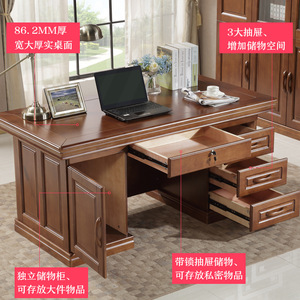 Solid Wood <b>Computer</b> <b>Desk</b> 1.8m 1.6m 1.4m Drawer Home Office Use - Product Image 4
