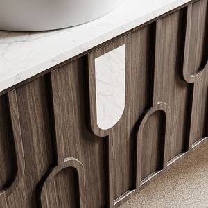 Mueble de Baño de Diseño Artístico, Conjunto de Tocador con Botiquín, Espejo Inteligente, Madera Contrachapada, Lavabo de Cerámica, Montado en la Pared, Resistente al Agua - Product Image 5