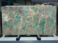 Dalles de pierre en granit amazonite poli de luxe, marbre vert clair, quartzite turquoise, revêtement mural, comptoirs, tables - Grande dalle