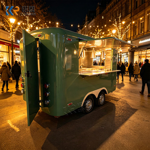 Remorque alimentaire verte personnalisée au <span class=keywords><strong>prix</strong></span> d'usine, remorque de concession rétro en métal pour café, crème glacée, burgers, et affaires mobiles de restauration de rue - Product Image 5
