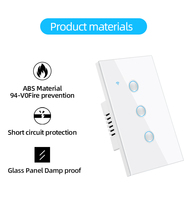 Interrupteur mural intelligent Tuya Zigbee 2 gangs blanc/noir avec panneau en verre, contrôle vocal via application, pour la maison