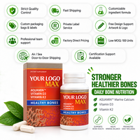Capsules d'algues, de calcium, de vitamine D3 et K2 en marque privée OEM pour la santé osseuse, nutrition minérale pour adultes, complément alimentaire, vente en gros