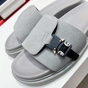 Sandalias de cuero vacuno de alta calidad para hombre, sandalias tipo chanclas con cierre de botón, estilo casual para exteriores, zapatos planos genuinos. - Product Image 1