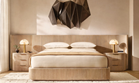 Lit en bois massif moderne pour villa de luxe, ensemble de meubles d'intérieur confortable pour appartement, lit double
