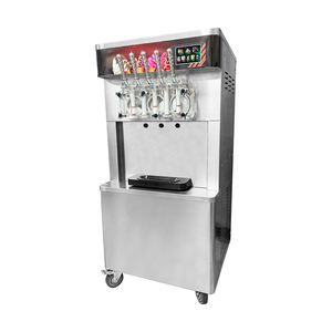 Machine à crème glacée commerciale en acier inoxydable, électrique, pour yaourt glacé, sur pied, 3+2 saveurs, machine à crème glacée molle - Product Image 1