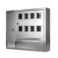 Boîtier de distribution électrique 8 voies en acier inoxydable 201 avec fenêtre de visualisation, panneau d'alimentation extérieur IP65, conception à trois portes