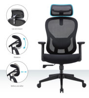 Silla de oficina ergonómica moderna de malla con respaldo alto, cómoda, ajustable, reposacabezas 3D, cromada, con elevación a gas, venta al por mayor de fábrica