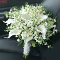 Fleurs artificielles CallaLily au toucher réel vertes fraîches Bouquets de mariée Décoration de mariage Décoration de jardin de maison Décoration florale de fête