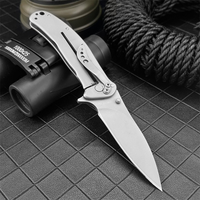 سكين جيب صغير قابل للطي KS 1730 للتنزه، شفرة 8Cr13Mov، مقبض فولاذي 420، أدوات EDC للتخييم والصيد والقطع والبقاء على قيد الحياة في الهواء الطلق، لون رمادي