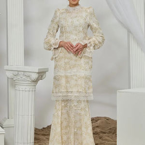 <span class=keywords><strong>2025</strong></span>年ラヤ最新デザインEid花印刷マレーシアBaju Kurungヒジャーブイスラム教徒女性ドレス控えめなセット服 - Product Image 3