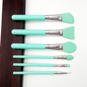 Vert Rose Rouge 6PCS Silicone Maquillage Pinceau Ensemble <span class=keywords><strong>Masque</strong></span> Facial Fond De Teint Brosses Cosmétique Fard À Paupières Sourcils Brosse <span class=keywords><strong>Kit</strong></span> - Product Image 6