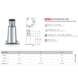 Gambe per Tavolo da Lavoro in Acciaio Inox, Piedini Regolabili per Uso Commerciale, Soggiorno e Hotel, Antiruggine e Durevoli - Product Image 6