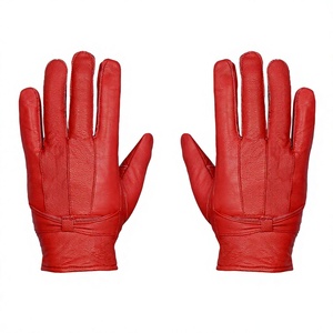 Gants de conduite en cuir rouge, design unisexe, doigts entièrement couverts, toucher doux, prise en main confortable, idéal pour la conduite et les activités de plein air - Product Image 1