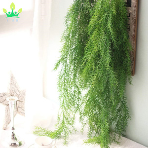 Helechos verdes artificiales vides colgantes aguja de pino planta de plástico <span class=keywords><strong>Flor</strong></span> de plástico para decoración de pared de jardín doméstico - Product Image 6