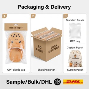 Pantoufles personnalisées mignonnes en peluche <span class=keywords><strong>Bubble</strong></span> <span class=keywords><strong>Tea</strong></span>, design <span class=keywords><strong>Smiley</strong></span> de dessin animé, chaudes et douillettes, à bout ouvert, pour l'intérieur, pour adultes et enfants - Product Image 6