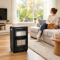 Chauffage électrique et à gaz 2-en-1 avec télécommande, ventilateur intégré, portable, autonome, pour usage domestique, 3 brûleurs GPL
