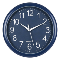 Horloge murale moderne bleu marine, ronde de 11 pouces, silencieuse, sans tic-tac, analogique à quartz, horloge décorative suspendue pour salon, bureau