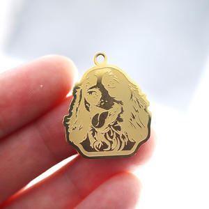 Qiandi hecho a mano <span class=keywords><strong>Cocker</strong></span> Spaniel colgante collar, joyería de acero inoxidable para mujer accesorio de bricolaje - Product Image 1