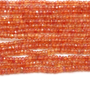 Perles rondes facettées en saphir padparadscha orange Lustre LD0325, 100% naturelles, certifiées par un tiers pour la fabrication de bijoux - Product Image 2