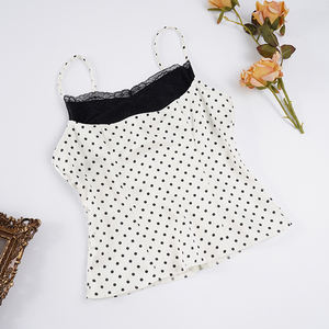 Débardeur Femme Sensuel en Dentelle à Pois avec Effet Color Block, Coupe Slim et Élégant sans Manches - Product Image 6