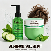 Masque capillaire et huile capillaire à la menthe et au concombre pour cheveux fins, plats et fragiles, volumisant, nourrissant, lissant et réparateur, marque privée, végan