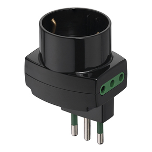 อะแดปเตอร์สีดำ S11+2P11+P30 ขนาด 5.3x8.6x4.5 สำหรับปลั๊กและเต้ารับ - Product Image 1