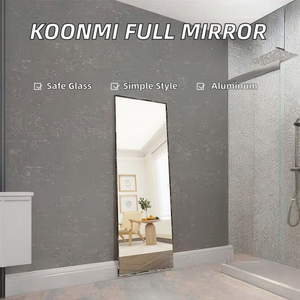 Customize Size Aluminum Frame Full-Length <b>Mirror</b> Anti-Explosion Free-Standing & <b>Wall</b> Mountable Black Bathroom Use - Product Image 2