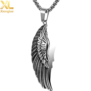 New Arrival Fashion Stainless Steel <b>Chain</b> Jewelry Feather Pendant <b>Necklace</b> for Men and <b>Boy</b> - Product Image 1