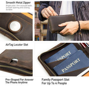 Оптовая продажа: Кожаный семейный органайзер для паспортов и документов, дорожный чехол-клатч для карт и телефона с RFID-защитой от потери - Product Image 6