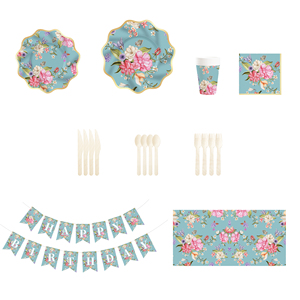 DAMAI 2025 Artículos para Fiestas de Cumpleaños, Vajilla Desechable de Papel, Decoración de Papel con Tema de Flores de Peonía de Colores para Decoración del Hogar - Product Image 3