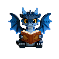Popular Juego de Bloques de Construcción Educativos con Diseño de Dragón Azul Pequeño, Patrón Animal a la Moda, para Niños de 5 a 7 Años, Creativo