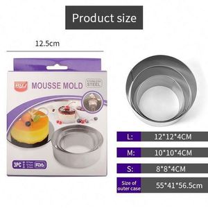 3-Piece Stainless Steel Mousse Ring Cake Mold Home DIY Kitchen Baking Tools Food Grade Packaged in Metal Bag MOQ 5 PC - Product Image 4