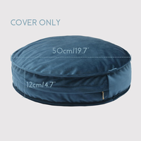 Housse de coussin de sol ronde en velours bleu avec fermeture éclair dissimulée, pouf de siège, pour yoga, méditation, décoration de salle de lecture, 19,7 pouces, housse de coussin de luxe