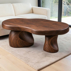 Organic <b>Walnut</b> <b>Coffee</b> <b>Table</b> Modern Minimalist Design Handmade Solid Wood Living Room Furniture Wood/ Metal Frame - Product Image 5
