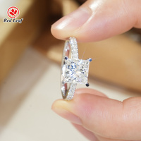 Bague en or blanc 18 carats avec diamant de laboratoire taille princesse et certificat IGI, bijou de fiançailles classique à quatre griffes