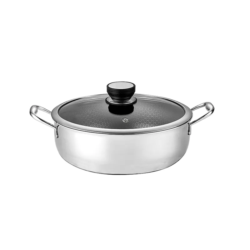 28CM हाइब्रिड Nonstick खाना ग्रेड सूप पॉट बड़ी क्षमता KitchenCookware स्टेनलेस स्टील पेट आकार खाना पकाने के बर्तन