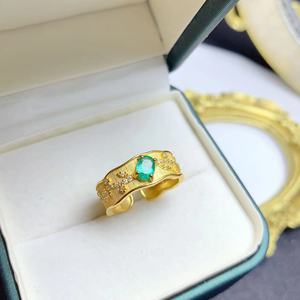 Gran oferta, bomba <span class=keywords><strong>de</strong></span> <span class=keywords><strong>baño</strong></span> <span class=keywords><strong>de</strong></span> Esmeralda Natural <span class=keywords><strong>de</strong></span> Plata <span class=keywords><strong>de</strong></span> Ley 925 sin deslustre con anillos chapados en oro <span class=keywords><strong>de</strong></span> 4mm * 6mm18k - Product Image 3