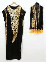 Nouvelle Robe Kanga Élégante et Décontractée pour Femmes Musulmanes Africaines Grande Taille, en Rayonne de Luxe, avec Foulard, Idéale pour les Occasions Spéciales