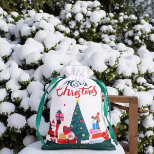 Small Christmas <b>Drawstring</b> Gift Bags with Rope Handle Candy Sack Pouch Christmas Gift Idea - Product Image 4
