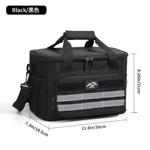 Khaki Insulated Cooler Bag 11.8in x 7.3in x 8.26in Portable Outdoor Lunch Pack for Camping Travel - Product Image 5