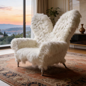 Fauteuil club moelleux à dossier haut en laine, confortable et doux, pour salon, décoration intérieure et <span class=keywords><strong>boutique</strong></span> - Product Image 1