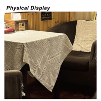 90x90cm Blanc Noir Polyester Impression de Lettres Nappe Boutique Promotion Presentation Decoration