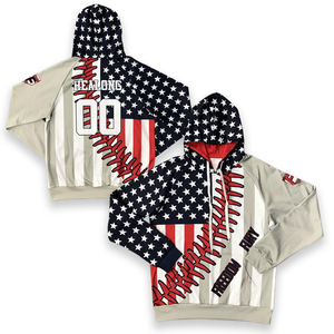 Felpa con Cappuccio Invernale Personalizzata da Uomo, Stile Vintage, in Poliestere e Cotone, con Design Ricamato e Sublimato, Serie Baseball - Product Image 1